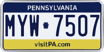 PA license plate MYW7507