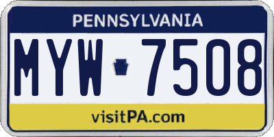 PA license plate MYW7508