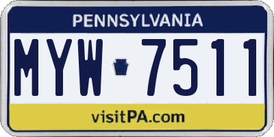 PA license plate MYW7511