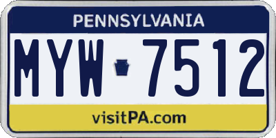 PA license plate MYW7512