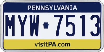 PA license plate MYW7513