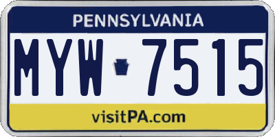 PA license plate MYW7515