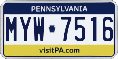 PA license plate MYW7516