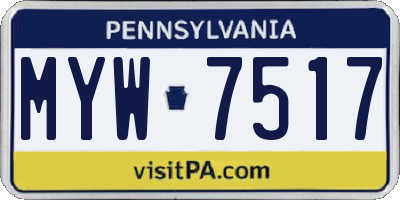 PA license plate MYW7517