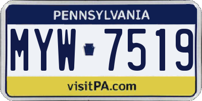 PA license plate MYW7519