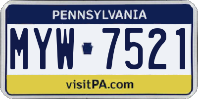 PA license plate MYW7521