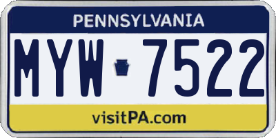 PA license plate MYW7522