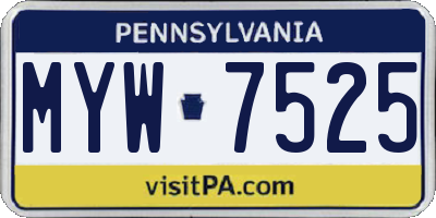 PA license plate MYW7525