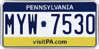 PA license plate MYW7530