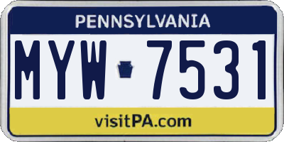 PA license plate MYW7531
