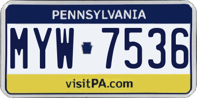 PA license plate MYW7536