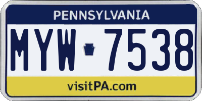 PA license plate MYW7538
