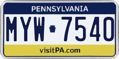 PA license plate MYW7540