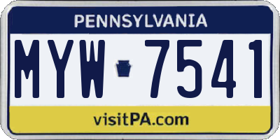 PA license plate MYW7541