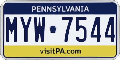 PA license plate MYW7544