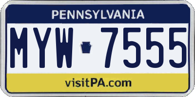 PA license plate MYW7555