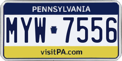 PA license plate MYW7556