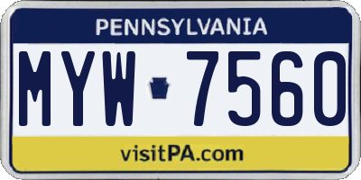PA license plate MYW7560