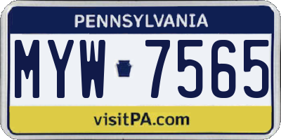 PA license plate MYW7565