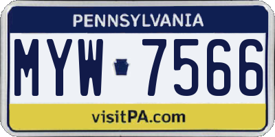 PA license plate MYW7566