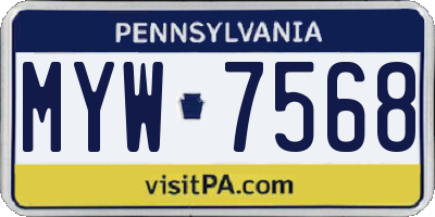 PA license plate MYW7568
