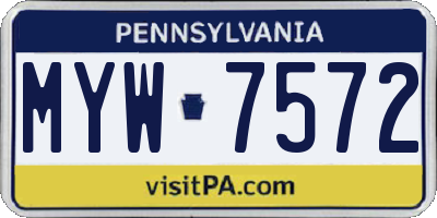 PA license plate MYW7572