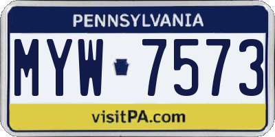 PA license plate MYW7573