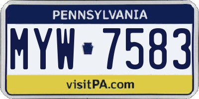 PA license plate MYW7583