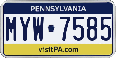 PA license plate MYW7585