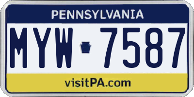 PA license plate MYW7587