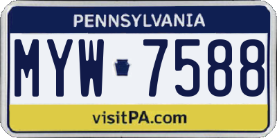 PA license plate MYW7588