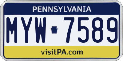 PA license plate MYW7589
