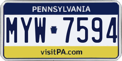 PA license plate MYW7594