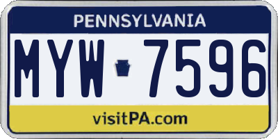 PA license plate MYW7596