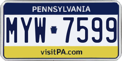 PA license plate MYW7599