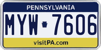 PA license plate MYW7606