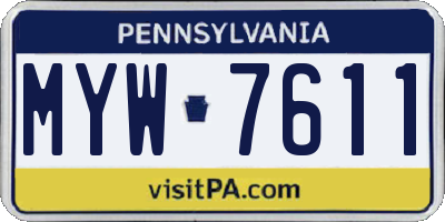 PA license plate MYW7611