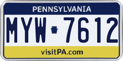 PA license plate MYW7612
