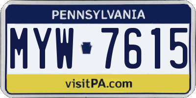 PA license plate MYW7615