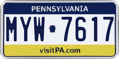 PA license plate MYW7617