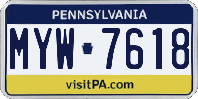 PA license plate MYW7618
