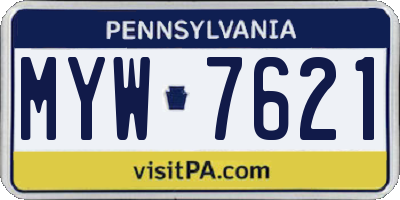 PA license plate MYW7621