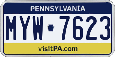 PA license plate MYW7623