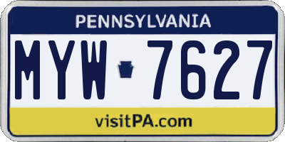 PA license plate MYW7627