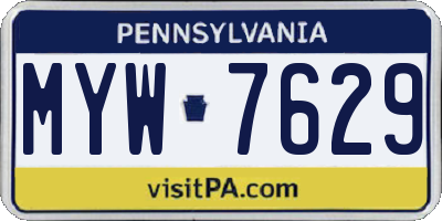 PA license plate MYW7629