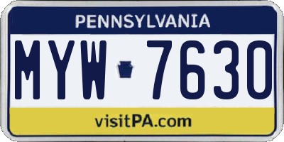 PA license plate MYW7630