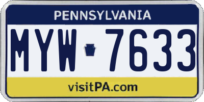 PA license plate MYW7633