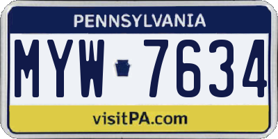 PA license plate MYW7634
