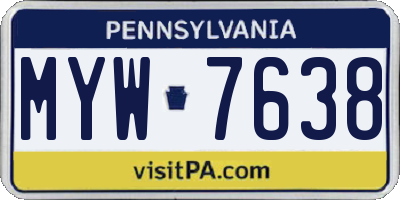 PA license plate MYW7638