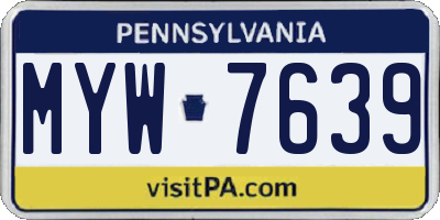 PA license plate MYW7639